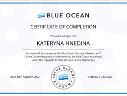 Проходження сертифікованого курсу  «Blue Ocean Practical Introduction™ Online Course»